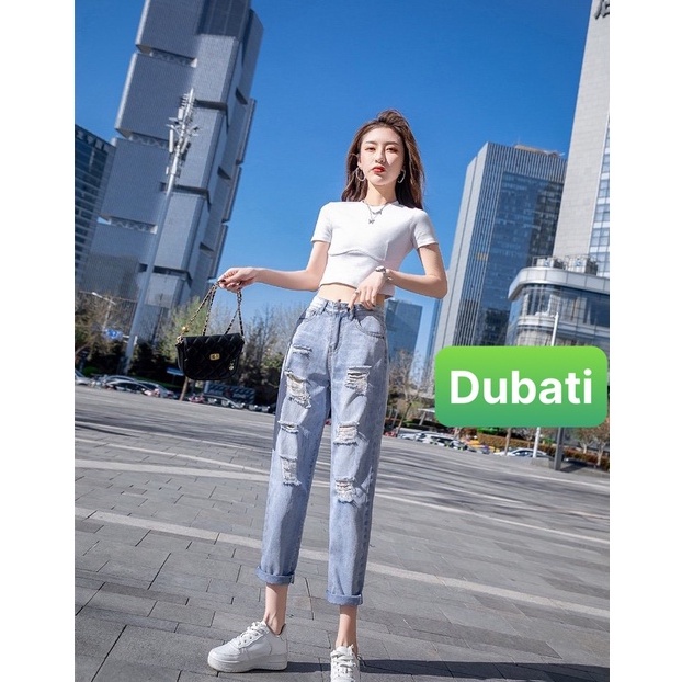 QUẦN JEAN NỮ CHẤT BÒ XANH XANH WASH RÁCH LƯNG CAO NÂNG MÔNG SANG CHẢNH NHẬT BẢN HOT TREND CAO CẤP-DB 308-DUBATI FASHION