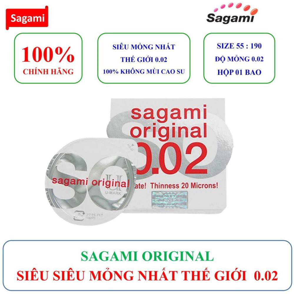 [BAO CAO SU SAGAMI] Hộp 01 chiếc Bao cao su Siêu mỏng nhất thế giới SAGAMI ORIGINAL 0.02 mm