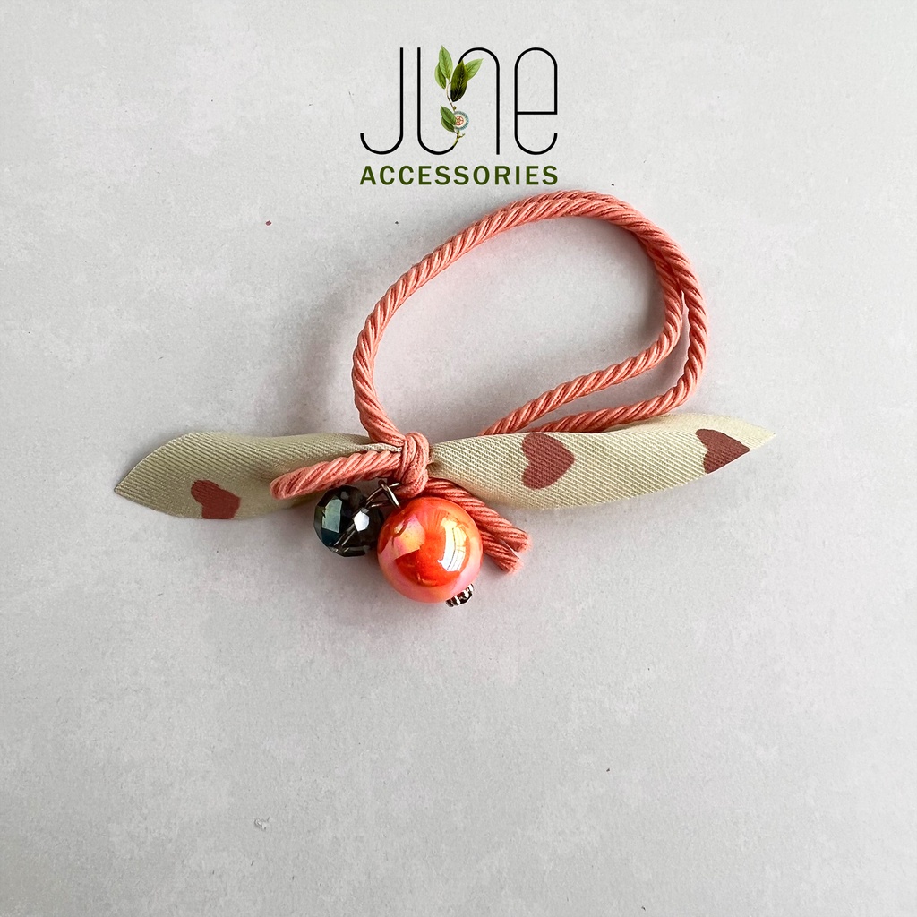 Chun buộc tóc thắt nơ trái tim đính đá dây buộc tóc nhiều màu dễ thương co giãn tốt June Accessories
