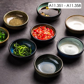 Đĩa đựng gia vị, chén chấm phong cách Nhật Bản men bóng nhiều màu đẹp mắt