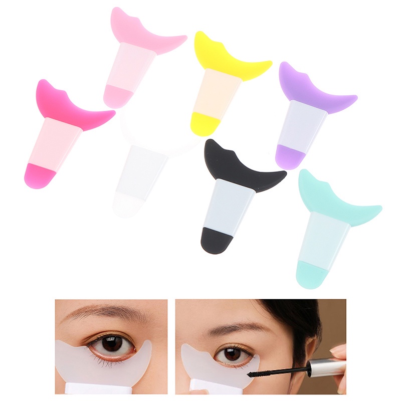 Khuôn Hỗ Trợ Kẻ Mắt/Lông Mày/Mascara 3 Trong 1 Tay Cầm Dài Bằng Silicon Mềm