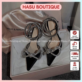 Guốc mm quai hậu nơ đá hàng cao cấp - giày cao gót thời trang sang chảnh