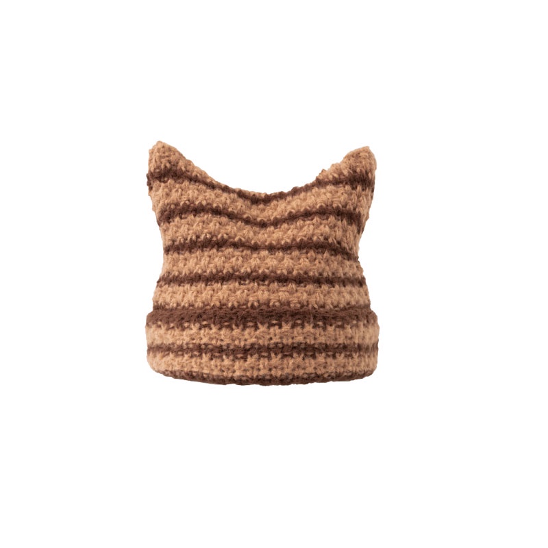 Mũ Len Dệt Kim Đính Tai Mèo Dễ Thương Phong Cách Hàn Quốc Thời Trang Thu Đông