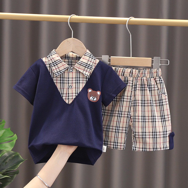 Bộ Quần Áo Cho Bé Trai Vải Cotton Cao Cấp Mềm Mịn Kiểu Dáng Hàn Quốc 3 Màu Babi mama B07-2021