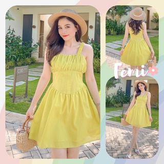 Đầm Hai Dây Nhún Ngực, đầm hai dây, đầm maxi đi biển, đầm linen