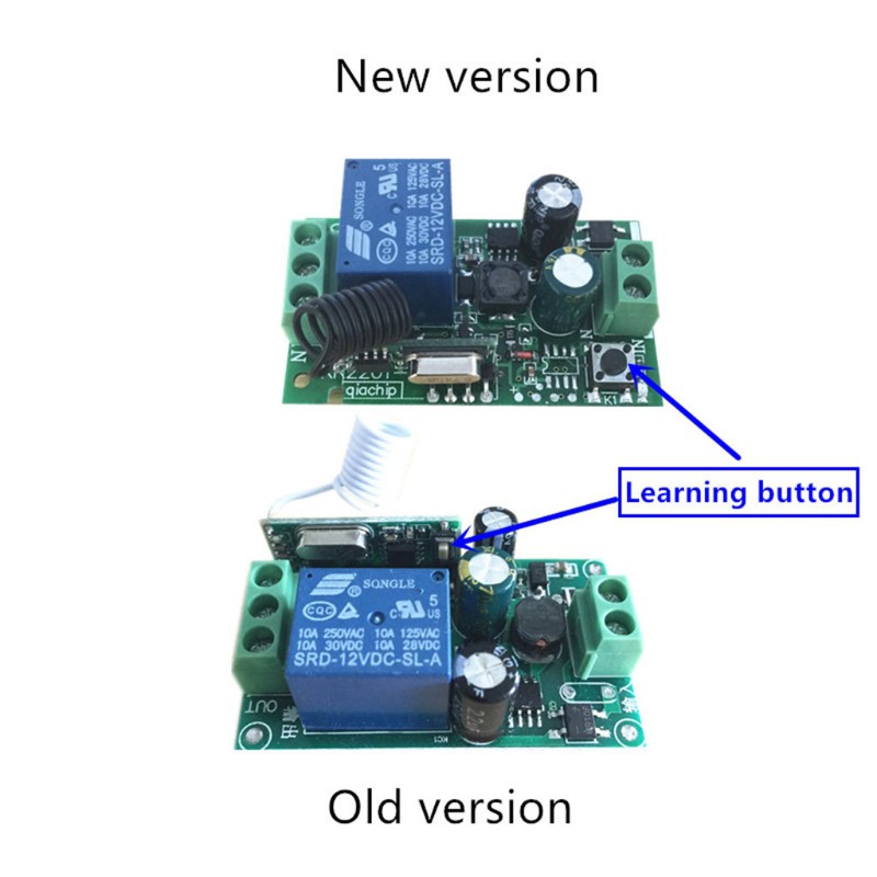 NERV AC 220V 1CH RF 433MHz Wireless Remote Control Switch Module Learning Code Relay