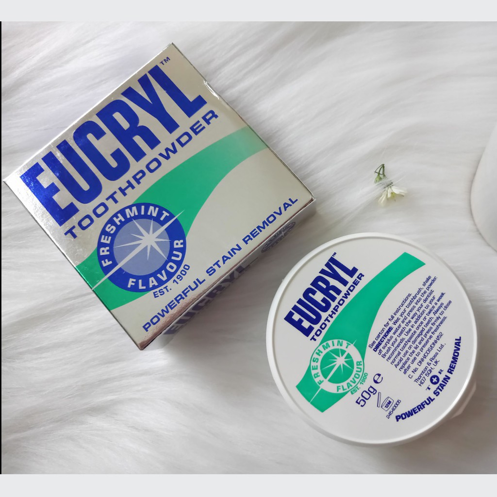 Bột Trắng Răng Eucryl Hương Bạc Hà Tooth Paste Giúp Răng Trắng Sáng