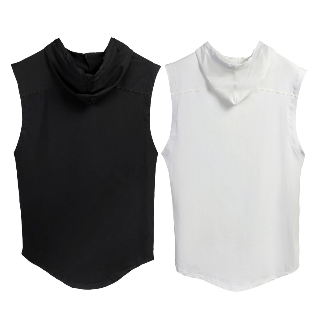 Áo Tank Top (Ba Lỗ) Có Mũ DRS Chất Thun Dáng Thể Thao, Siêu Mát, Thấm Hút Mồ Hôi, Hai Màu Đen Trắng (DRA16)