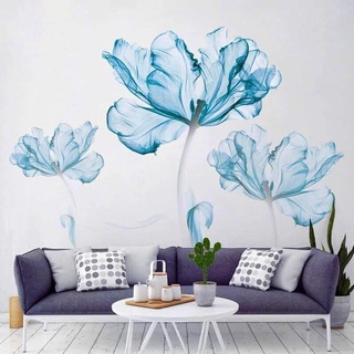 Decal dán tường ba cây hoa xanh