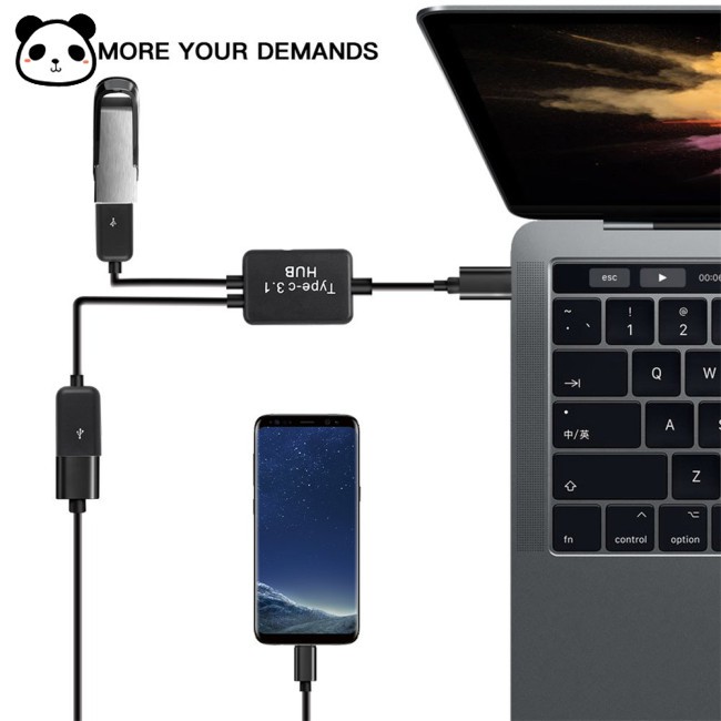 Cáp Chuyển Đổi 2 Cổng Usb 3.1 Type-C V8 Otg Hub