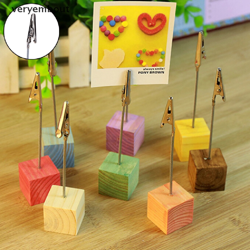 Bộ Kẹp Giữ Ảnh / Thẻ Ghi Chú Bằng Gỗ Để Bàn Tiện Lợi