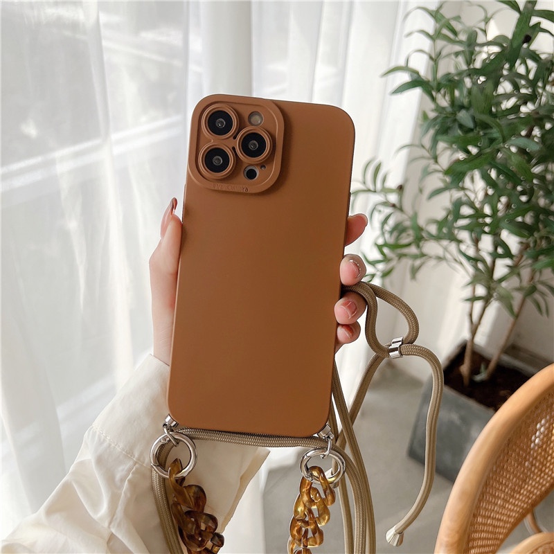 Ốp Điện Thoại Silicon Mềm Có Dây Đeo Chéo Cho Iphone 13 12 Pro Max 11 XR X XS Max 7 8 Plus