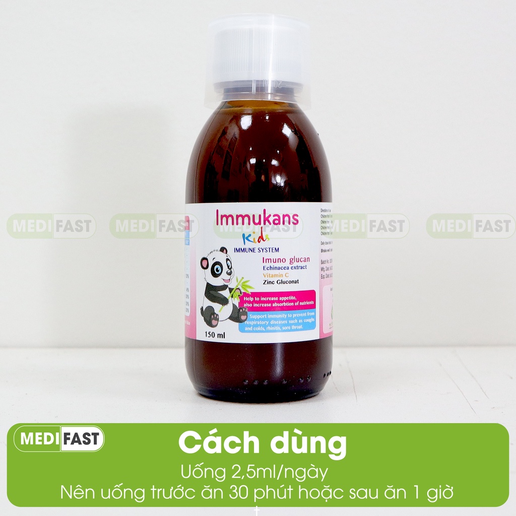 Siro cho trẻ tăng cường sức đề kháng Immukans Kids từ thảo dược, keo ong, ZinC - Chai 150ml nhập khẩu từ Ý