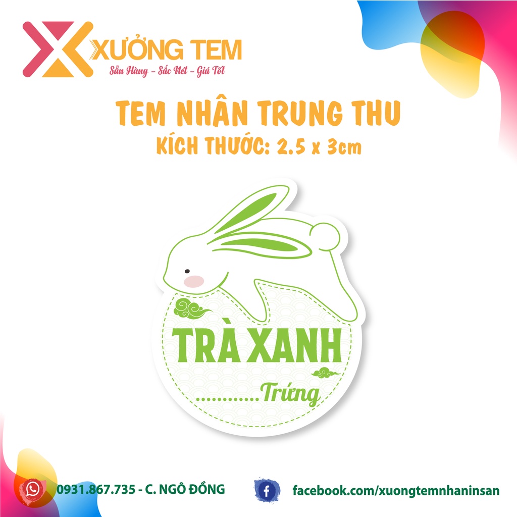 20 Tem Dán, Nhãn Nhân Trung Thu -  11 Mẫu Thỏ Mới - In theo Yêu cầu SLL