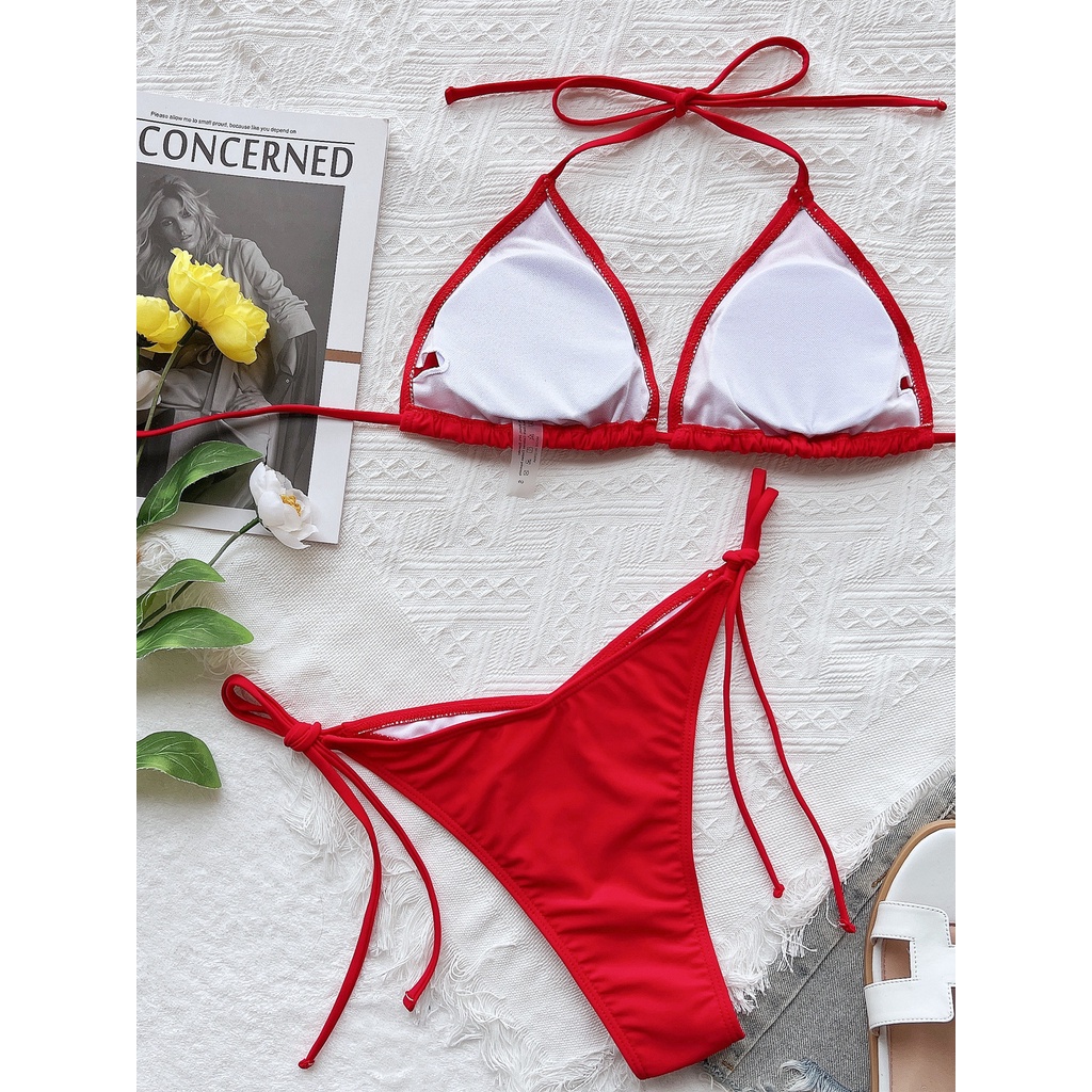 Bộ đồ bơi hai mảnh có đệm lót nhiều màu sắc phong cách đơn giản cho nữ CS107