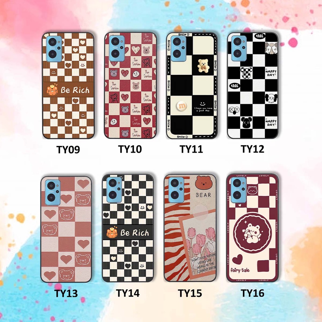 Ốp Realme 9i gấu Bear rick caro vuông thời trang siêu đẹp