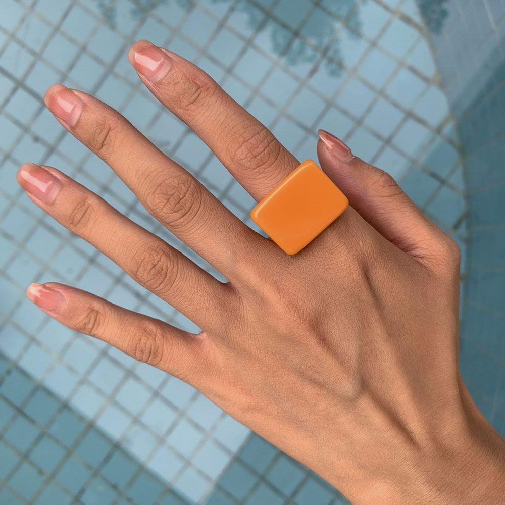 Somedayzl Nhẫn Resin Màu Trơn Hình Chữ Nhật / Vuông Đính Đá Thời Trang Hàn Quốc Cho Nam