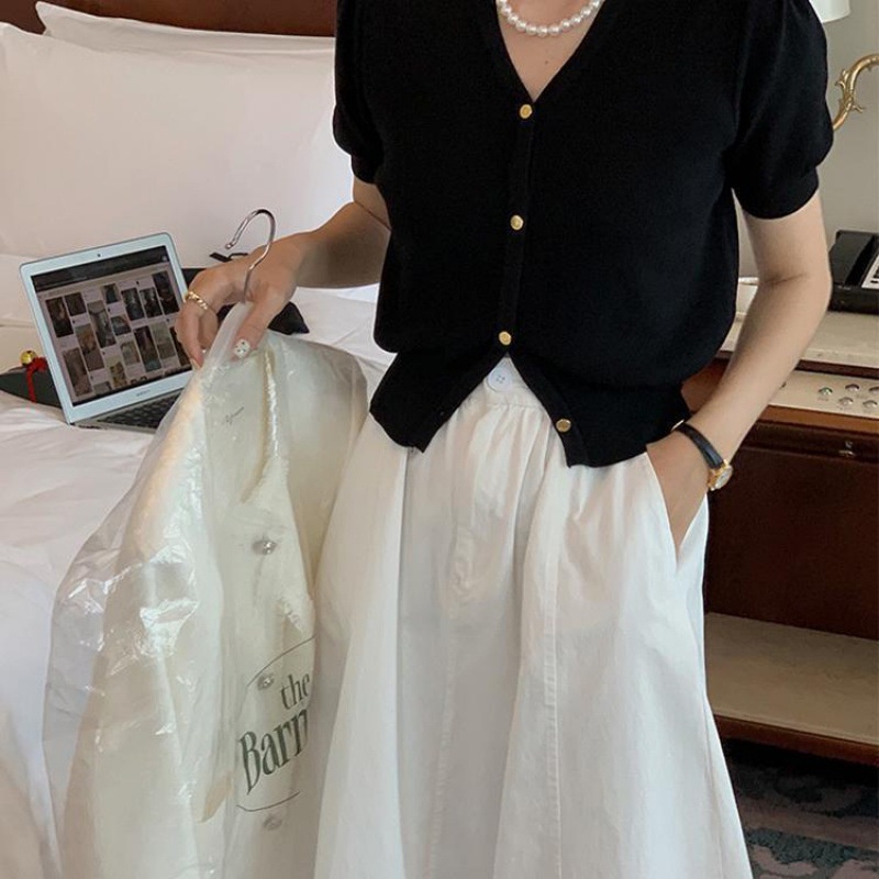 Áo NZN dệt kim cổ chữ V phong cách Hàn Quốc thời trang mùa hè có 3 màu tùy chọn