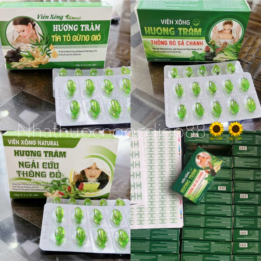 Viên xông hương tràm, bạc hà, khuynh diệp (Hộp 2 vỉx20 viên)