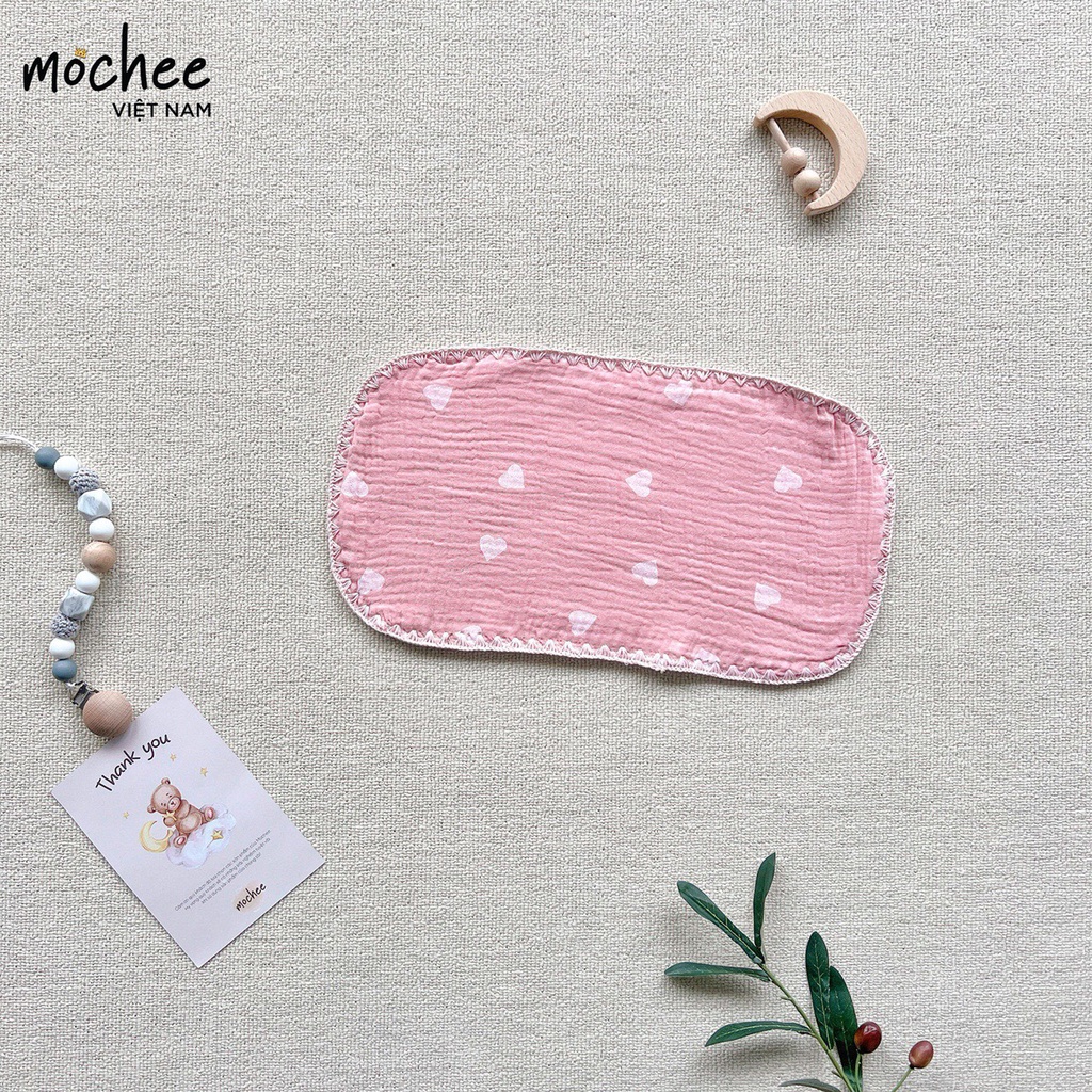 Gối xô thấm mồ hôi Mochee cho bé sơ sinh, gối vải xô muslin hữu cơ 15x30 cm