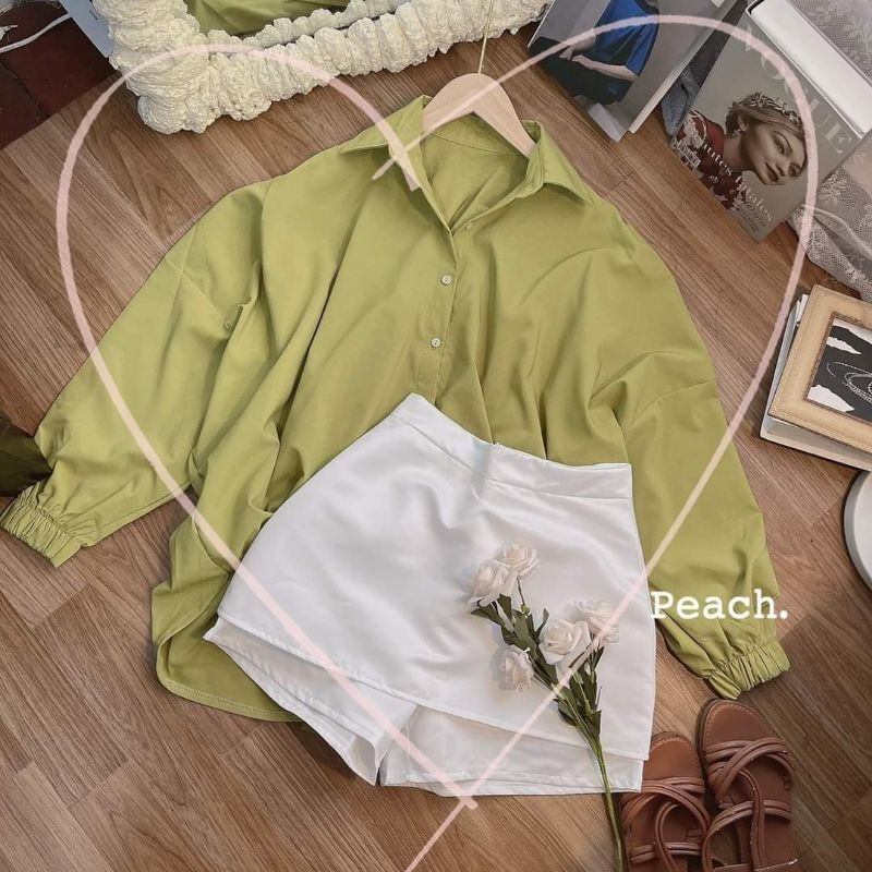 SET SƠ MI XANH BƠ + CHÂN VÁY TRẮNG ✨
