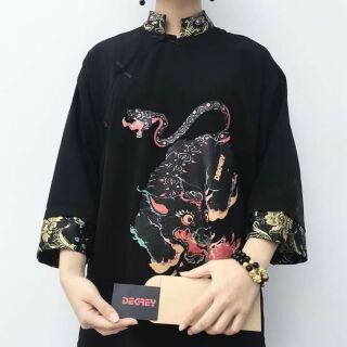 ÁO DÀI PHỐI GÂM (Cách tân) SHANGHAI IN HÌNH NAM