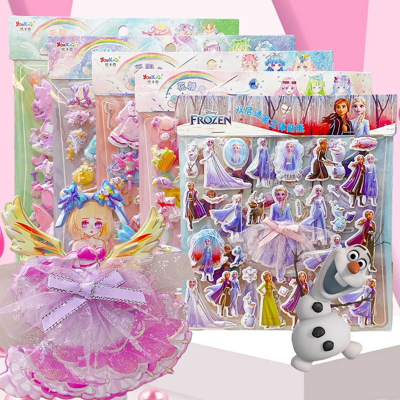 Bộ Móng Tay Giả Kèm Keo Dán Chống Nước In Hình Frozen Thời Trang Cho Trẻ Em