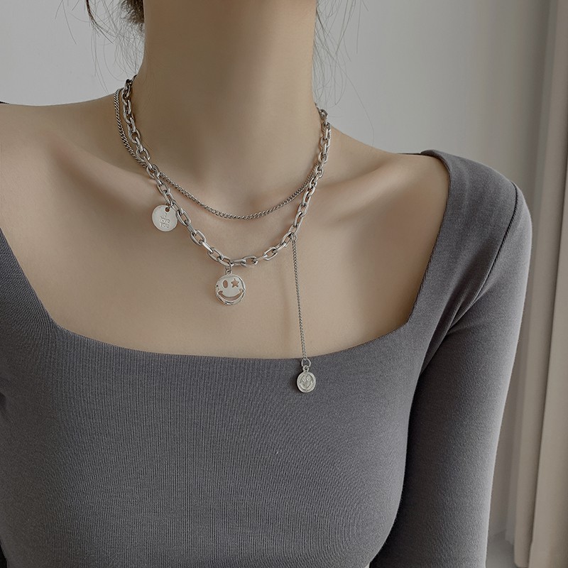 vòng cổ Chất Liệu Thép Titan Hình Mặt Cười C139