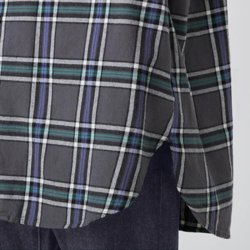 Áo sơ mi nam dài tay kẻ caro flannel dòng oversize thời trang, năng động của GU - Nhật