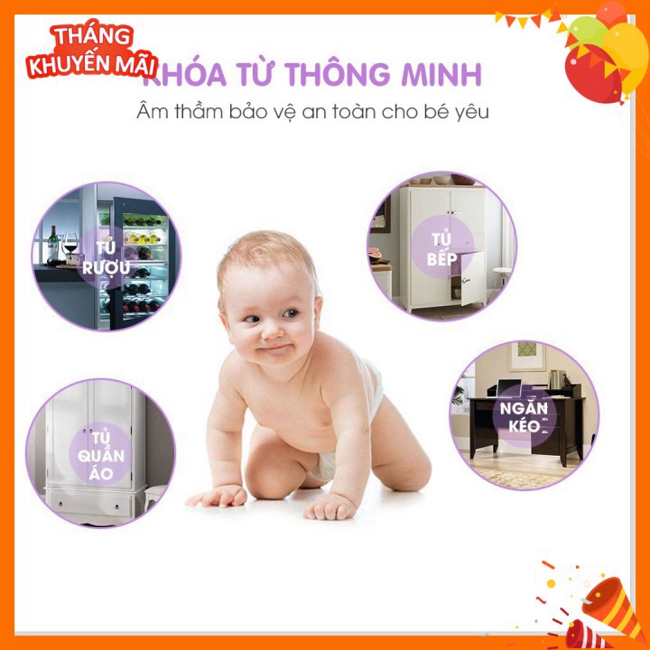 Khóa từ thông minh tủ quần áo, ngăn kéo an toàn cho bé - Trẻ không còn nghịch ngợm mọi ngóc ngách trong nhà