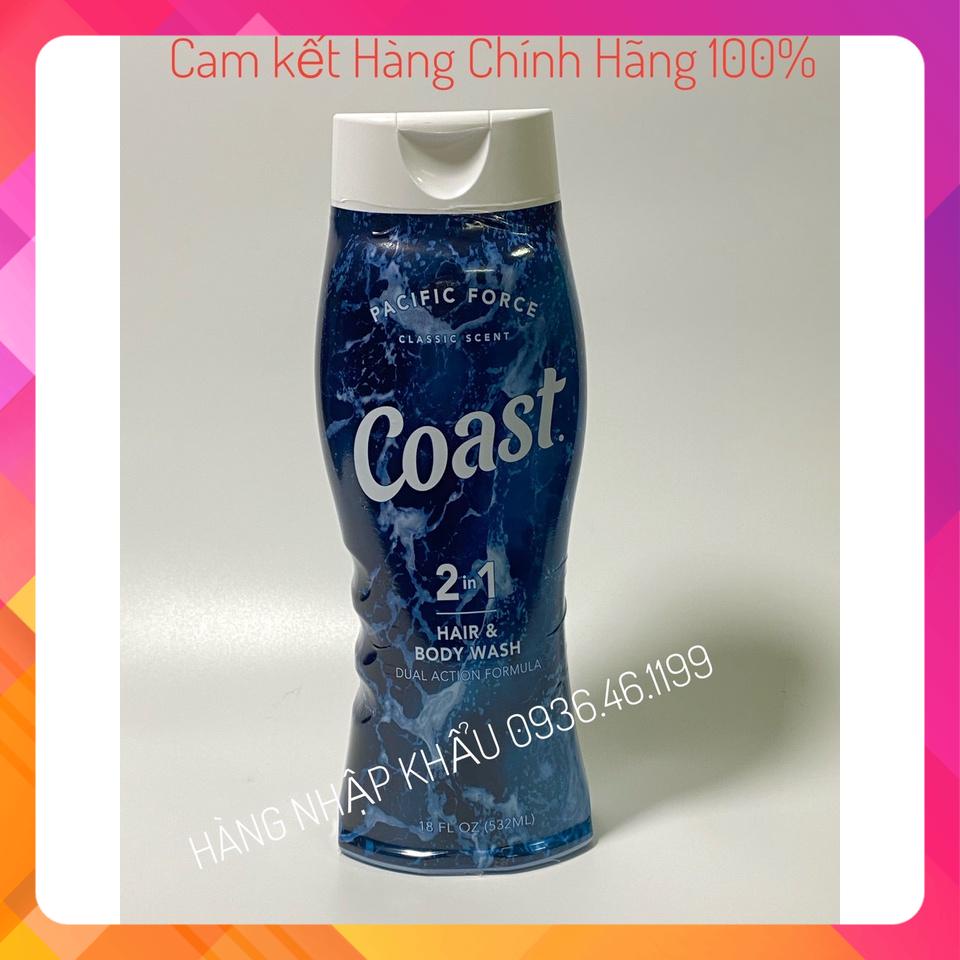 Chai Sữa tắm gội Coast cho nam 2in1 làm sạch cơ thể và ngăn mùi hiệu quả 532ml Mỹ