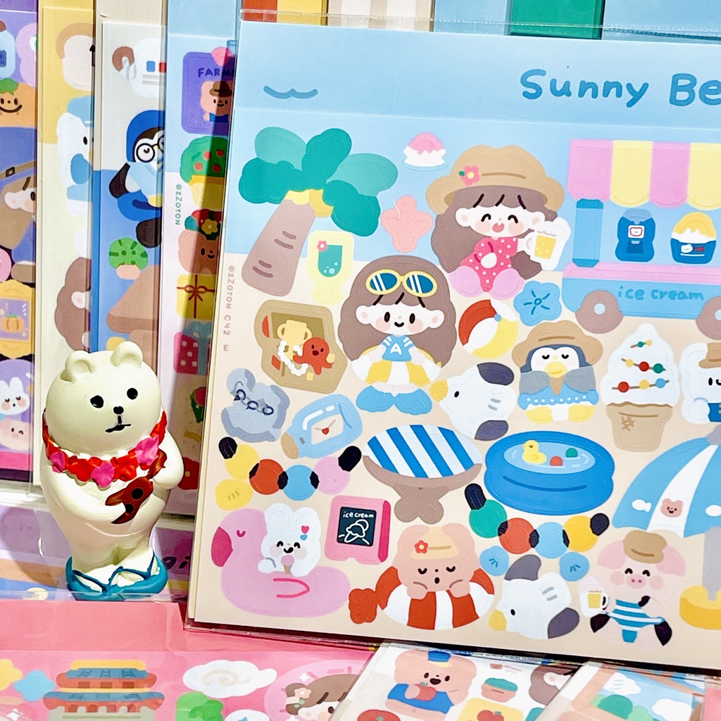 🌴 Sticker nhãn dán Polcos cảnh chủ đề zZoton 12 kiểu Sticker nhãn dán cô gái trẻ dễ thương Sổ tay goo card