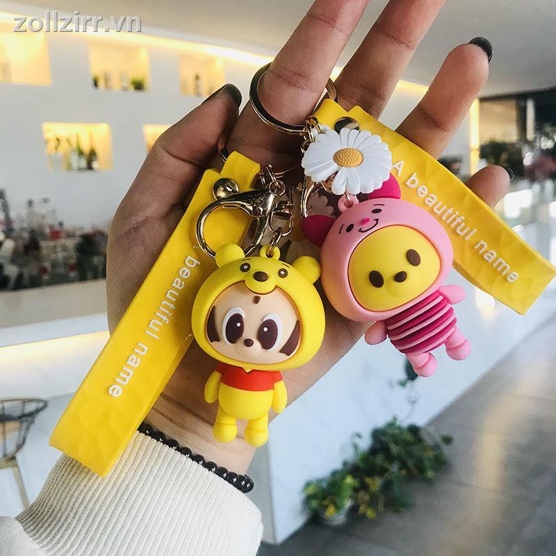 🌈Amour✨ Phim hoạt hình cặp đôi móc khóa nữ dễ thương Hàn Quốc phiên bản của Net Red Keychain nam mặt dây chuyền nhỏ Keyring quà tặng