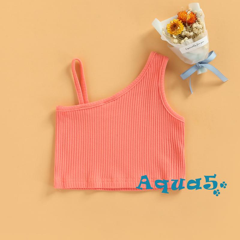 Áo Lửng Không Tay Màu Trơn Phong Cách Mùa Hè Cho Bé Gái