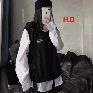 Sét 2 món gile sey +áo sơ mi _h&đ