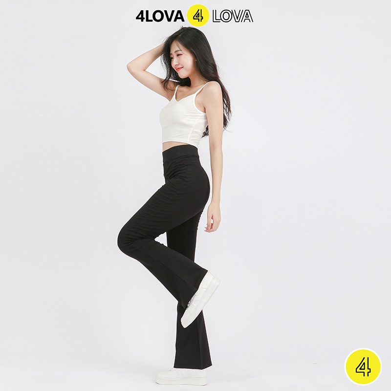 Quần ống loe 4Lova nữ lưng cạp cao co giãn form đẹp legging bigsize chất cotton dày dặn dáng dài Q13