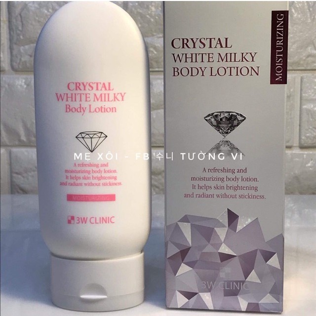 KEM DƯỠNG TRẮNG DA 3W CLINIC CRYSTAL WHITE MILKY BODY LOTION