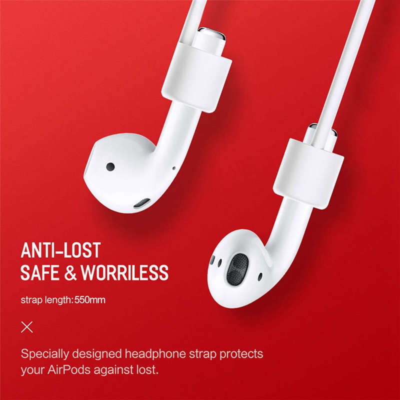 Bộ vỏ silicon bảo vệ hộp tai nghe + móc chìa khóa + 2 dây đeo chống thất lạc cho Apple Airpod