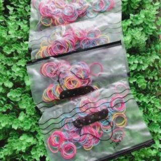 Set 100 dây chun buộc tóc túi zip