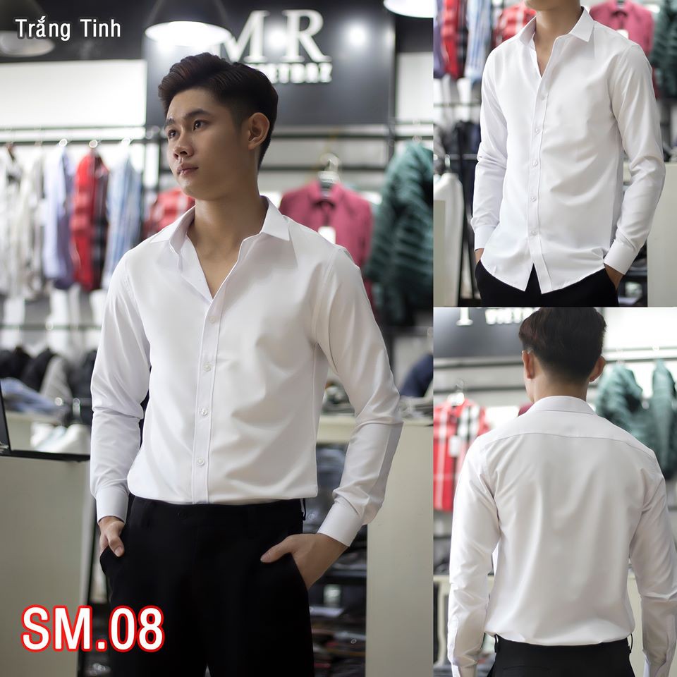 Áo sơ mi màu trắng chất lụa không nhăn | BigBuy360 - bigbuy360.vn