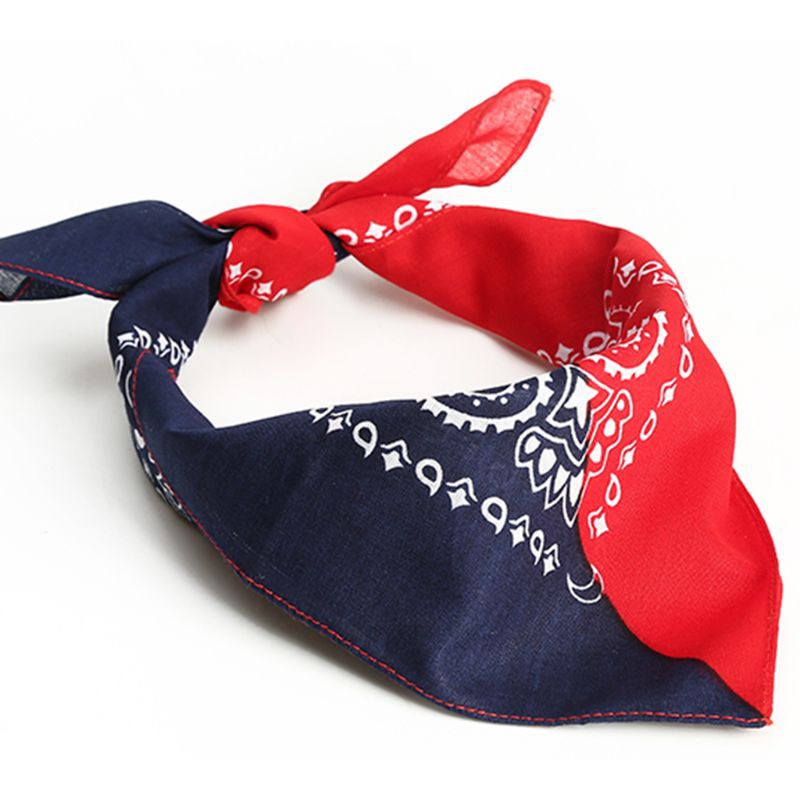 Paisley Floral Color Block 55x55CM Cotton Pocket Square Scarf Headband Wristband