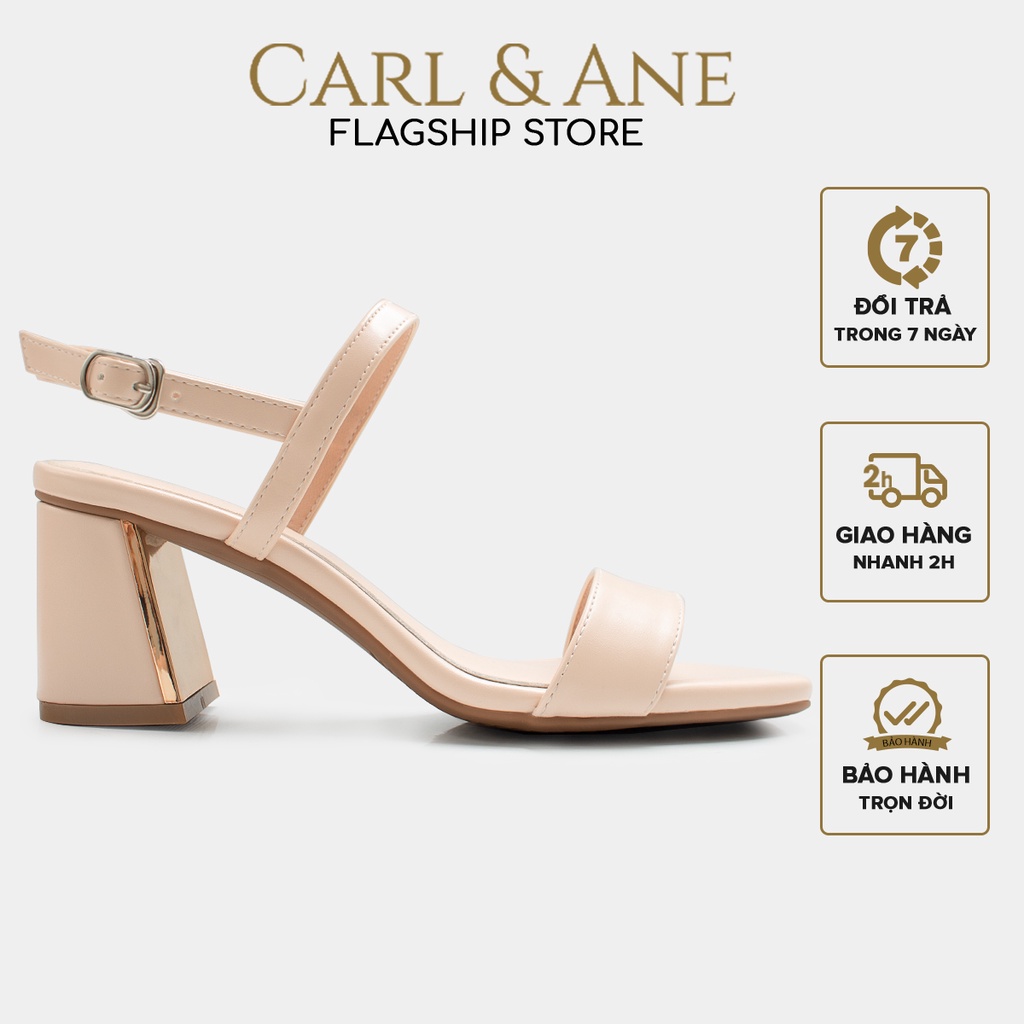 Carl &amp; Ane - Giày sandal mũi vuông cao 7cm màu hồng nhạt _ CS005