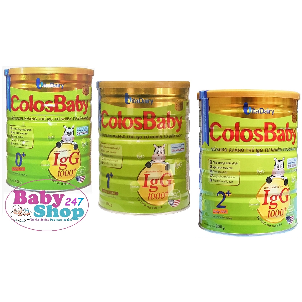 {Quét mã tích điểm} Sữa ColosBaby gold, Bio, IQ 1000IgG 0+, 1+, 2+ 800g (date mới 2025)