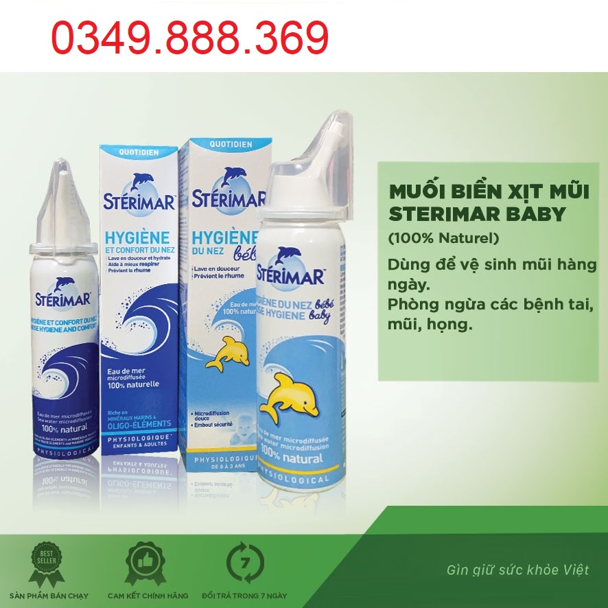 Xịt Mũi Muối Biển Sterimar Pháp từ 6 tháng đến người lớn