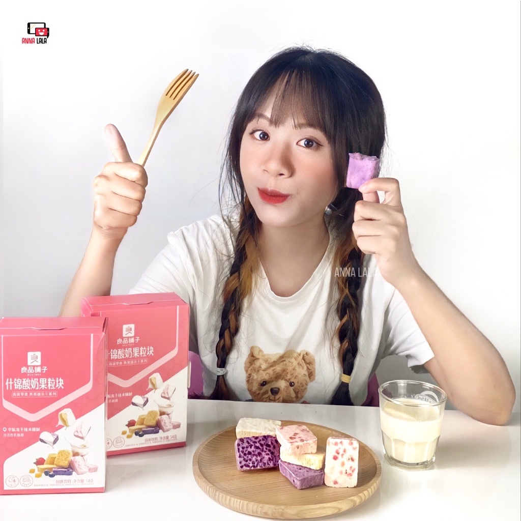 [không ngon hoàn hàng] Sữa chua khô, sữa chua sấy, Sữa Chua Hoa Quả Sấy Mix Vị 54g, đồ ăn vặt Bestore