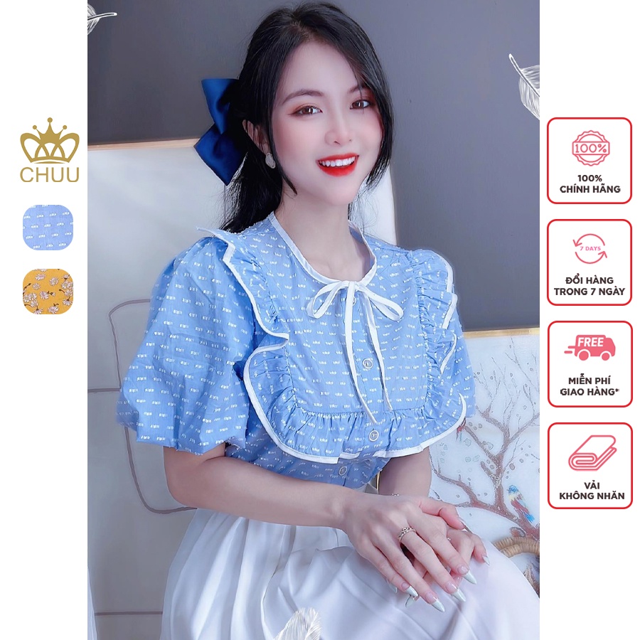 Áo sơ mi công sở nữ kiểu vạt vuông tay bí CHUU A8150