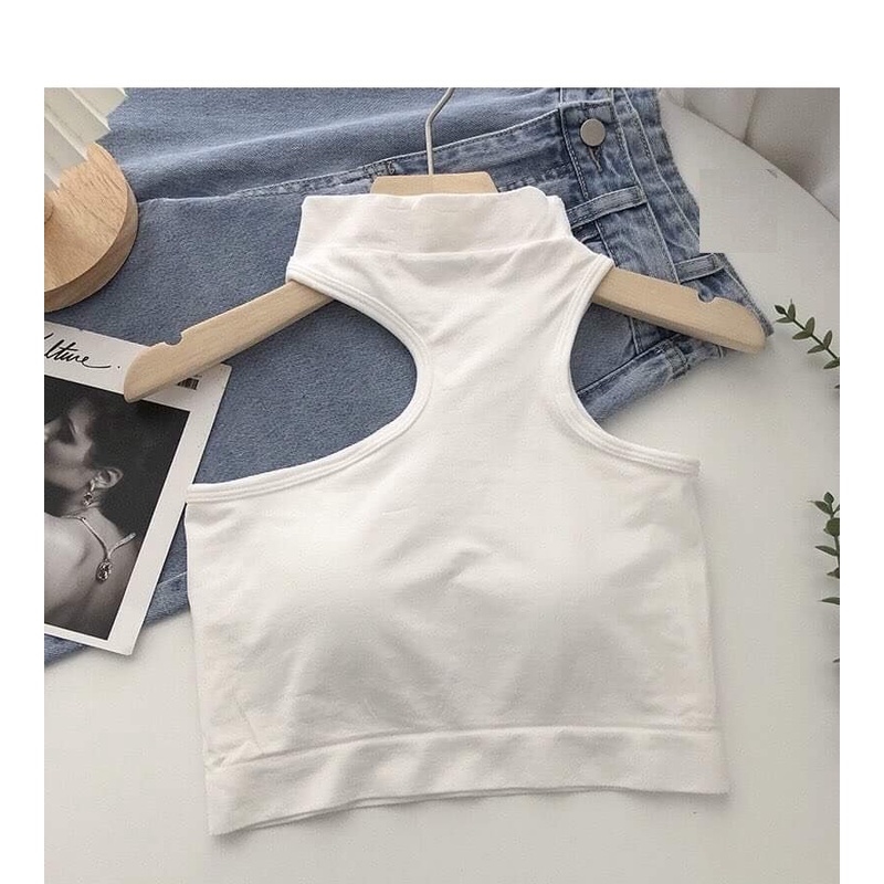 Áo croptop cổ lọ nữ - Áo 3 lỗ trơn body dáng ôm form cộc thiết kế đơn giản, cá tính basic