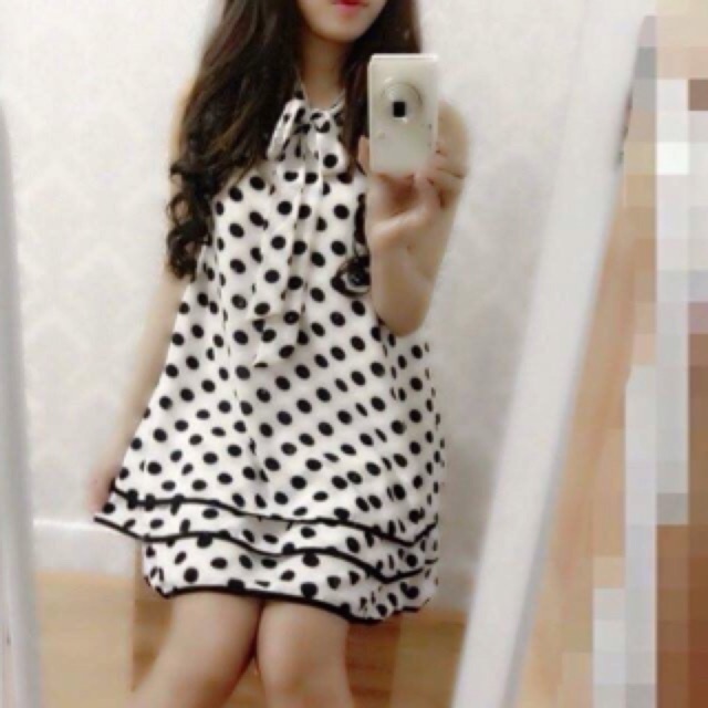 Váy voan sạn cổ nơ