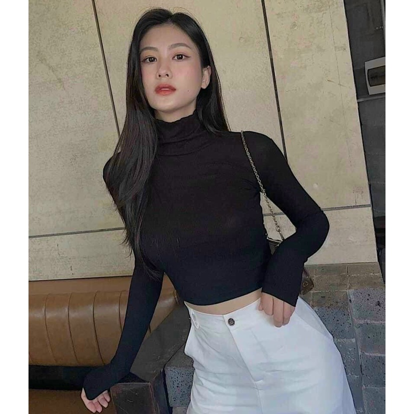 Áo Croptop cổ cao hiện đại, cá tính