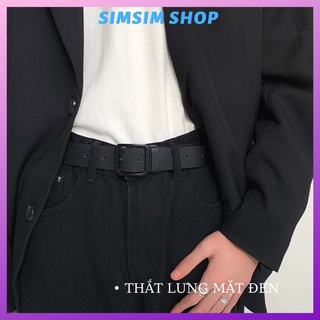 Thắt lưng Ulzzang vuông mặt đen TLN011 - Dây lưng nam nữ vuông bản to 3cm cá tính mặt đen Unisex Sim sim shop